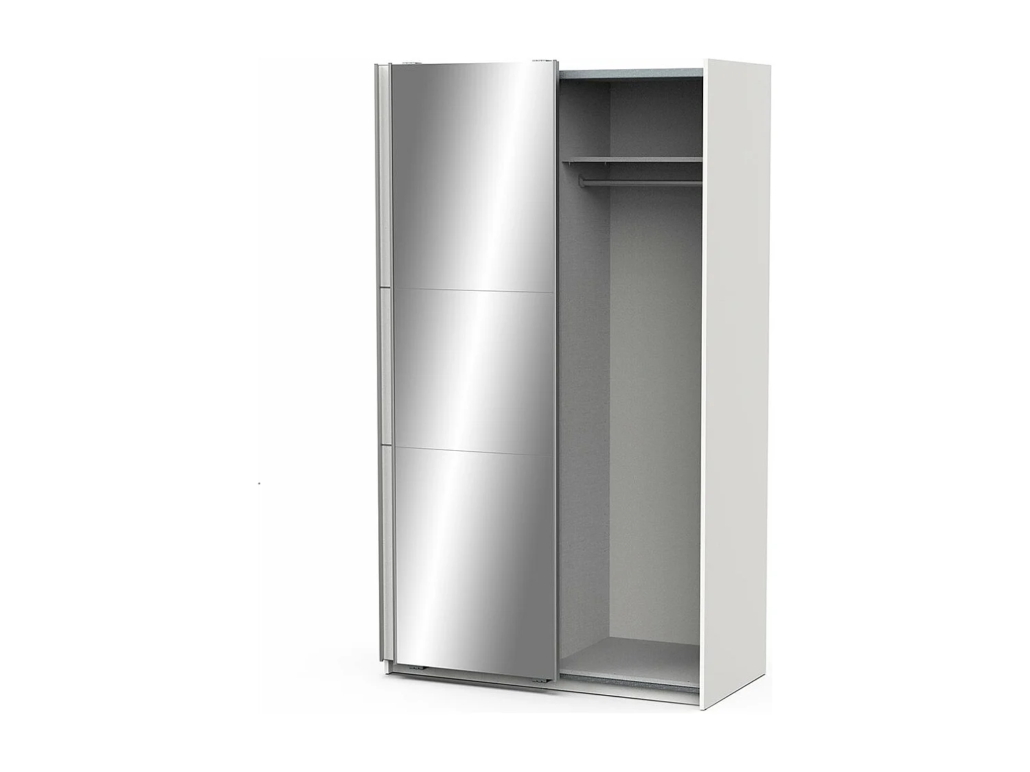 Armoire 2 portes coulissantes et miroir Ghost - L116,5 cm