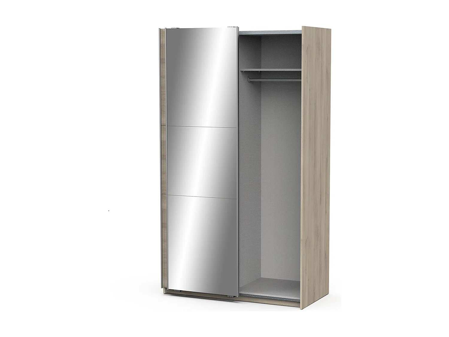 Armadio 2 ante scorrevoli e specchio Ghost - L116,5 cm