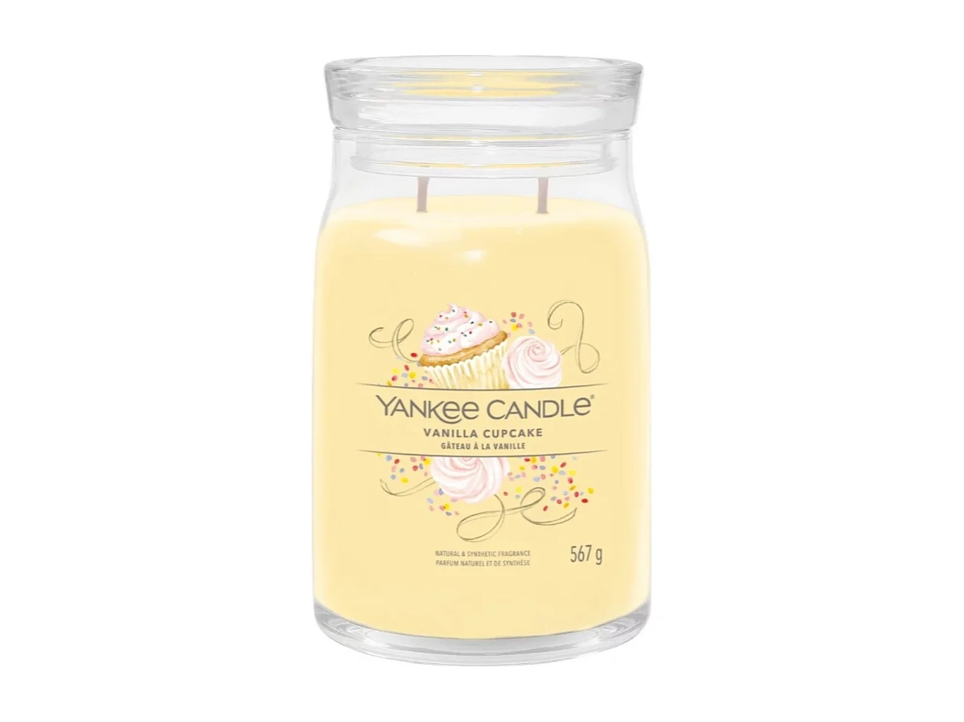 Geurkaars in grote pot, Vanilla Cupcake, geel 567 gr, Signature