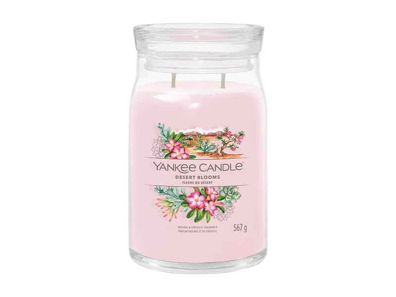 Duftkerze im großen Glas, Desert Blooms, rosa 567 gr, Signature