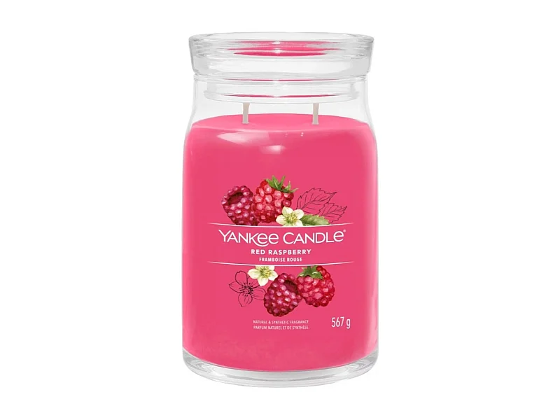 Vela perfumada em frasco grande, Red Raspberry, rosa 567 gr, Signature