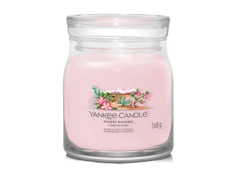Duftkerze im mittelgroßen Glas, Desert Blooms, rosa 368 gr, Signature