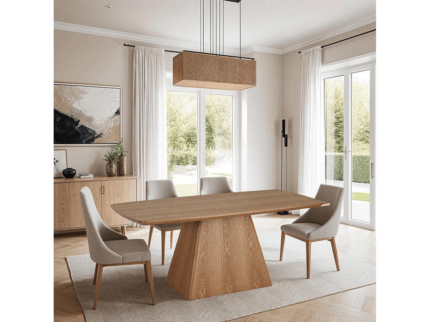 Rechthoekige Eettafel Star - 6 personen- MDF & eiken fineer - Naturel