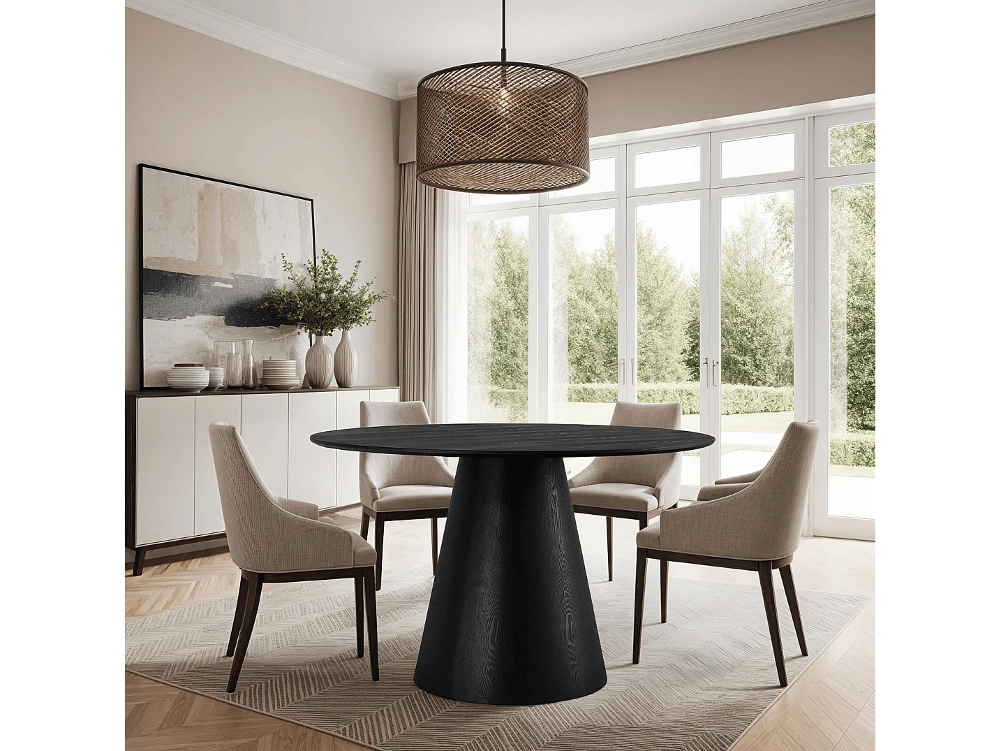 Ronde Eettafel Tango - 4 personen- MDF & eiken fineer - Zwart