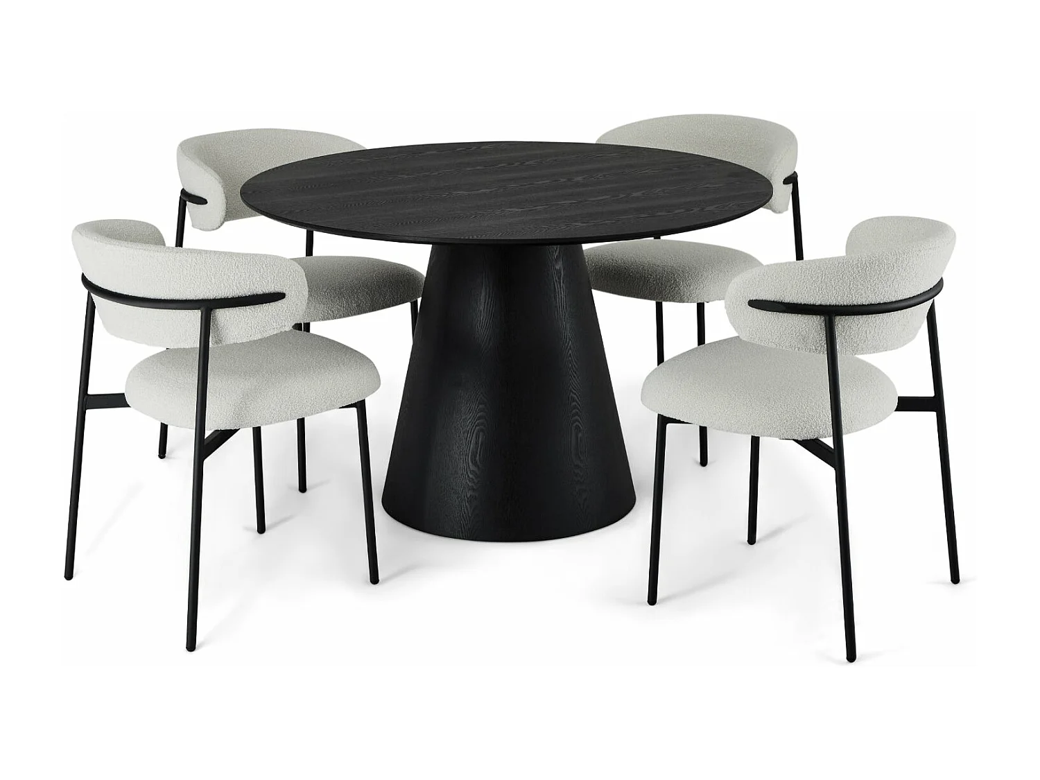Ronde Eettafel Tango - 4 personen- MDF & eiken fineer - Zwart