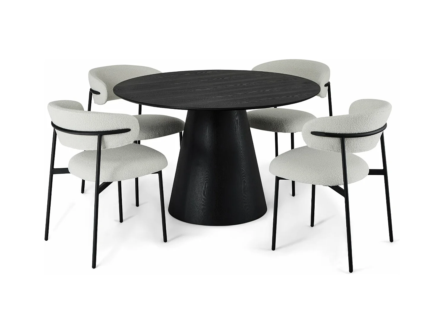 Table à manger Tango - Ronde - 4 couverts - MDF et placage de chêne - Noir