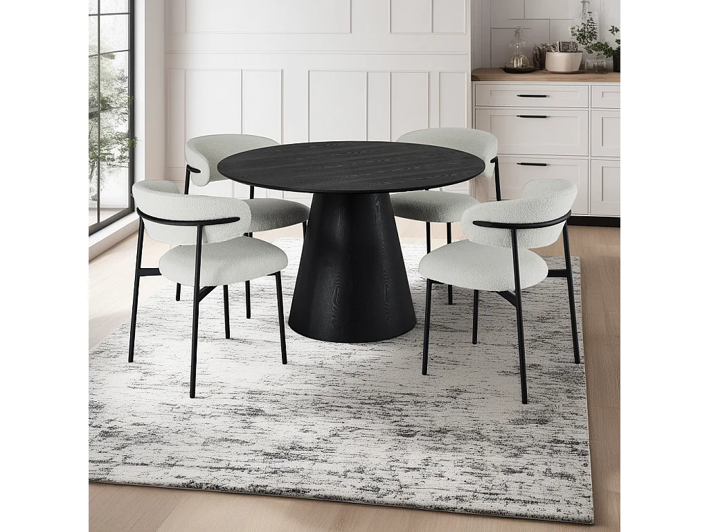 Ronde Eettafel Tango - 4 personen- MDF & eiken fineer - Zwart