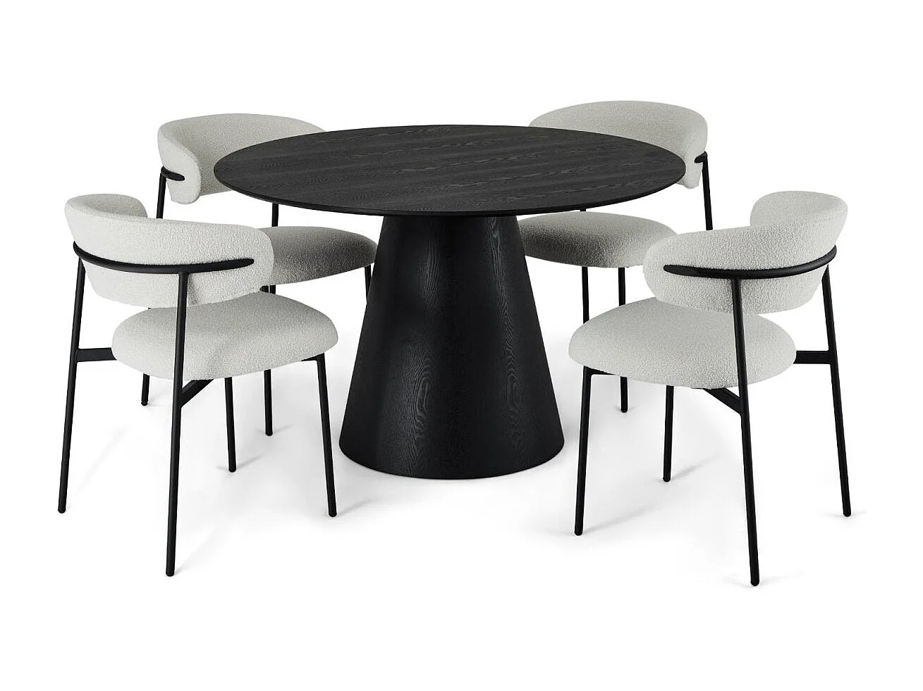 Ronde Eettafel Tango - 4 personen- MDF & eiken fineer - Zwart