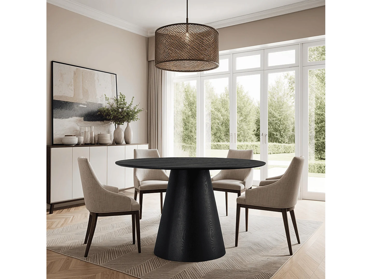 Ronde Eettafel Tango - 4 personen- MDF & eiken fineer - Zwart