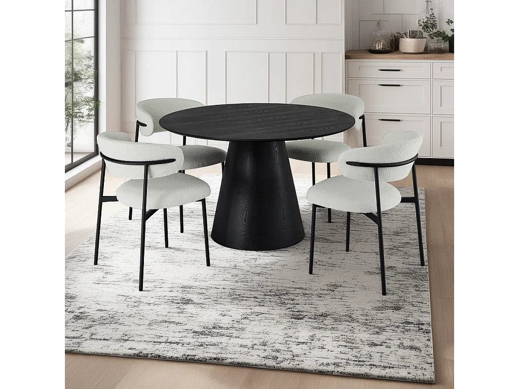 Ronde Eettafel Tango - 4 personen- MDF & eiken fineer - Zwart