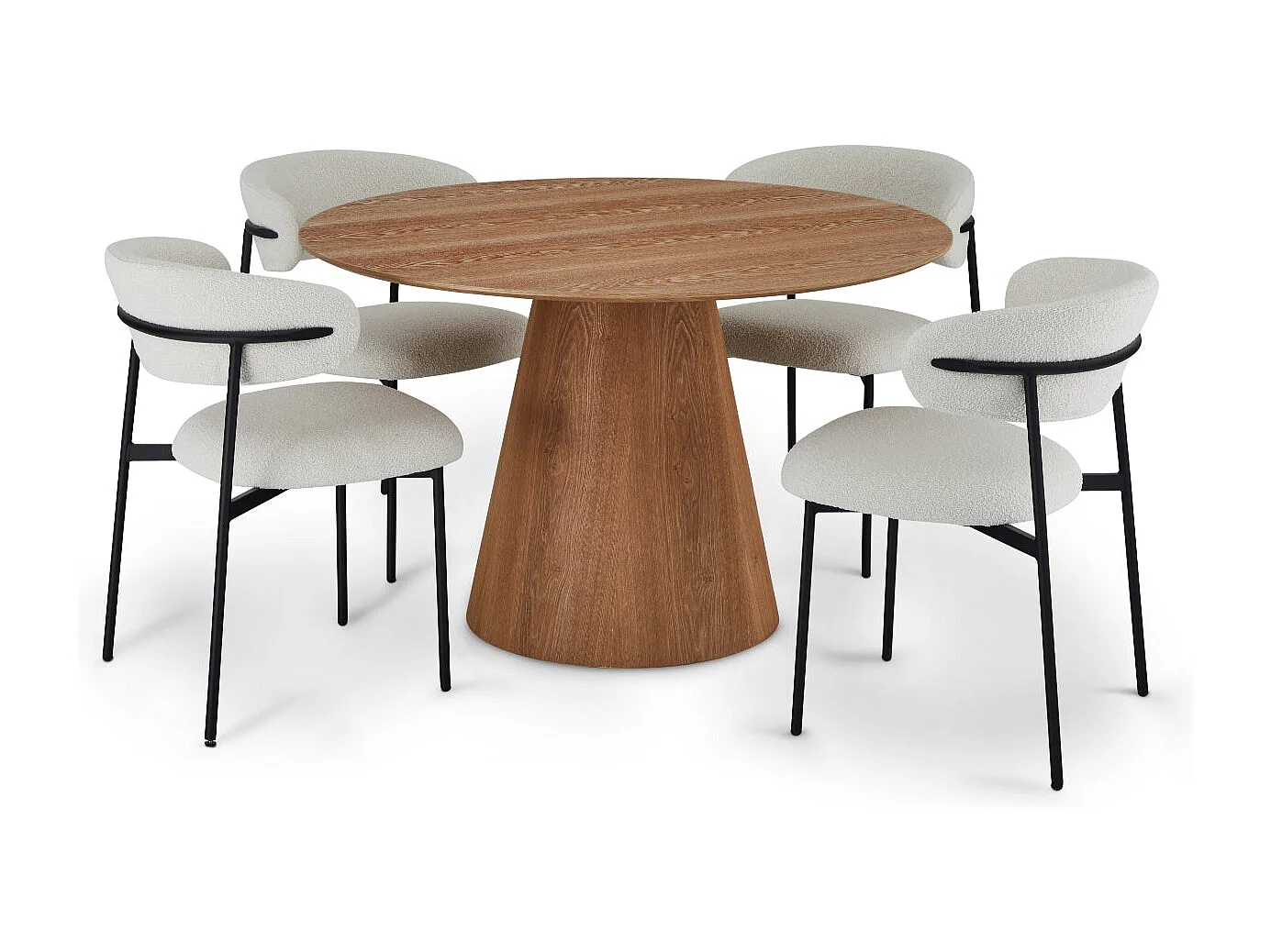 Table à manger Tango - Ronde - MDF et placage de chêne - Naturel