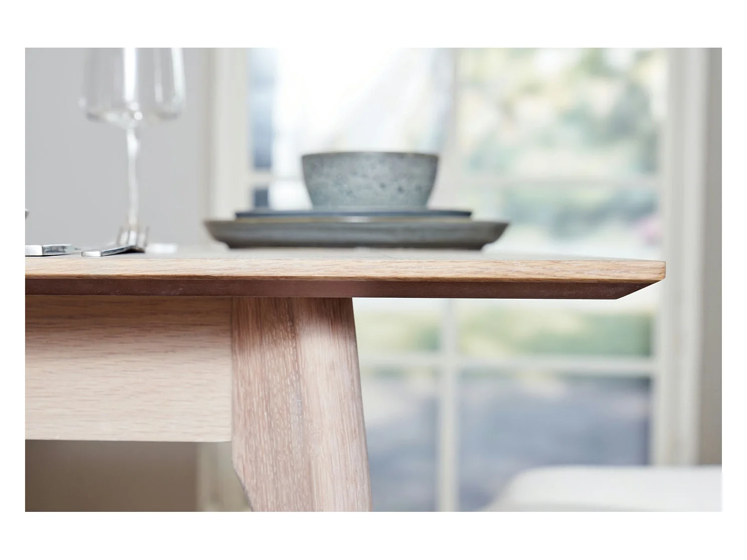 Rechteckiger Esstisch Ausziehbar Porto - 6 bis 10 Personen - Eichenholz & MDF - Weißöl