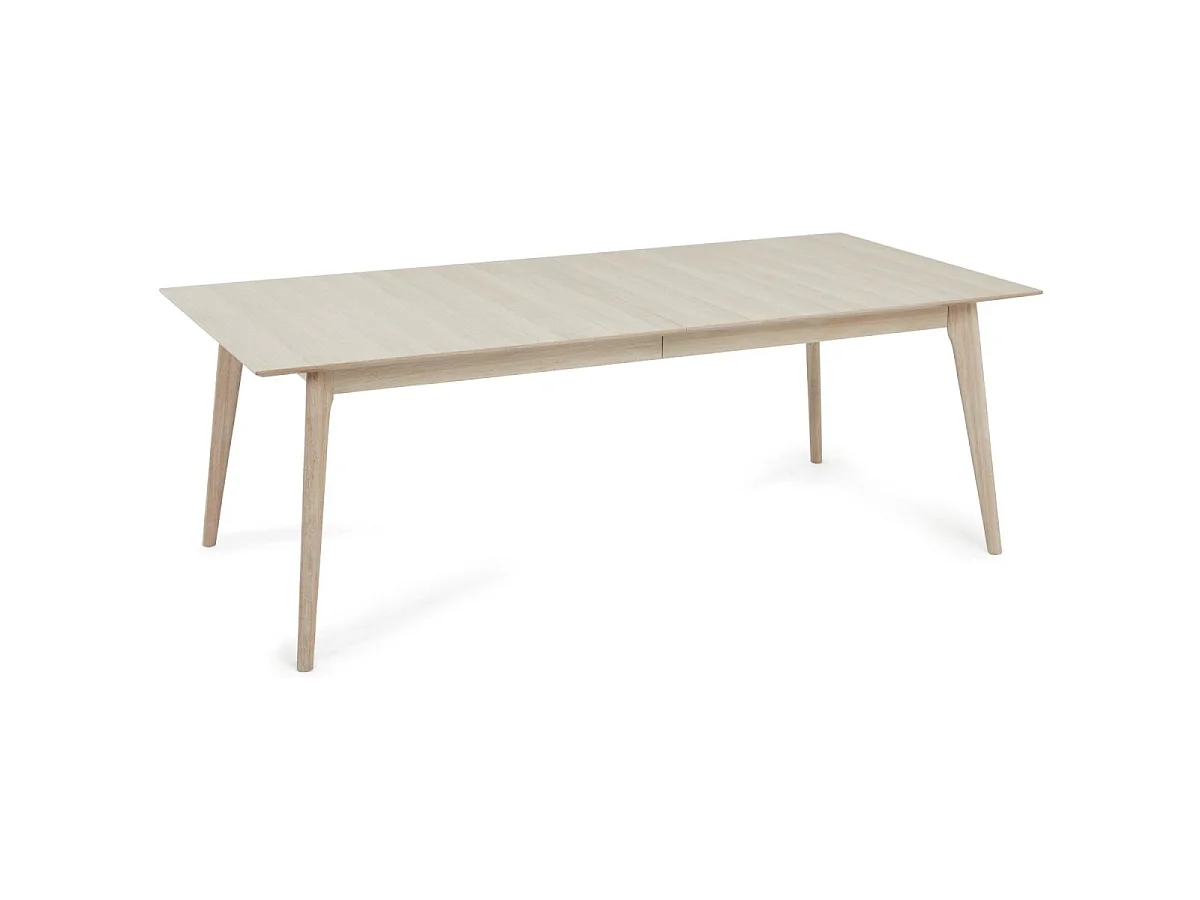 Table à manger extensible Porto - Rectangulaire - 6 couverts - Chêne massif et - huile blanche
