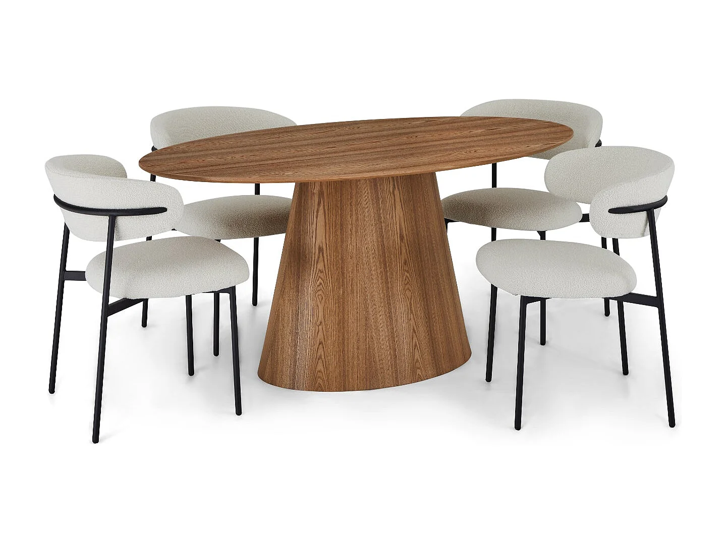 Table à manger Tango - Ovale - 6 couverts - MDF et placage de chêne - Naturel