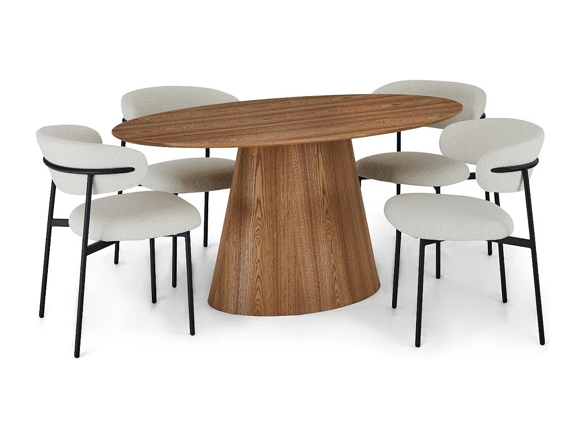 Table à manger Tango - Ovale - 6 couverts - MDF et placage de chêne - Naturel