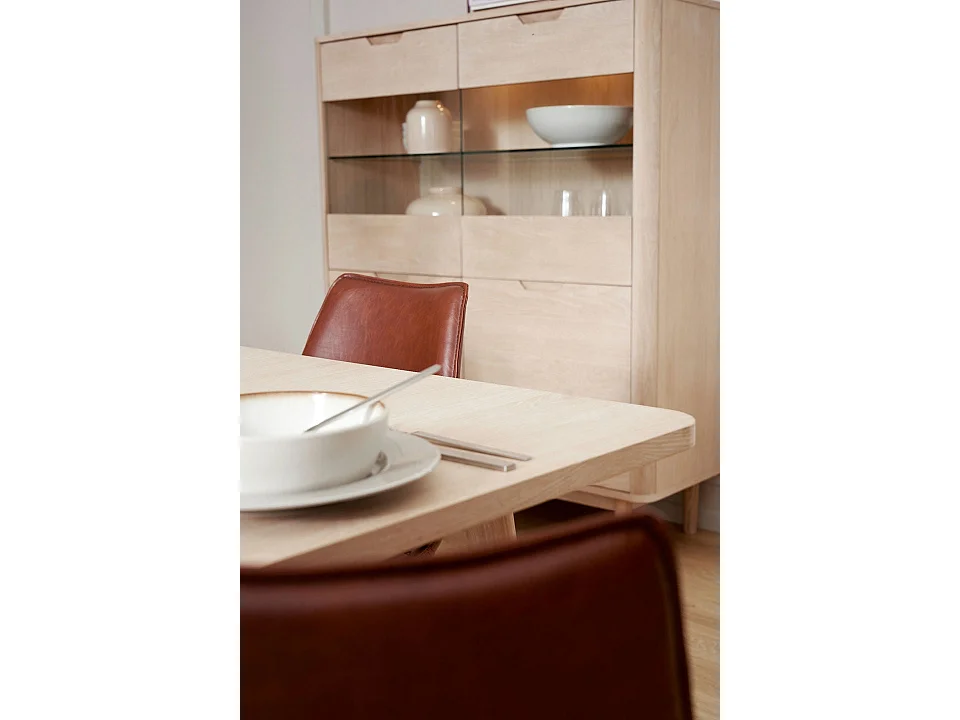 Rechteckiger Esstisch Ausziehbar Nyborg - 6 bis 8 Personen - Eichenholz & MDF - Weißöl