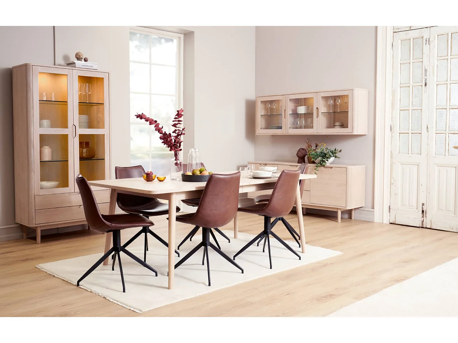 Table à manger extensible Nyborg - Rectangulaire - 6 à 8 couverts - Chêne massif et - huile blanche