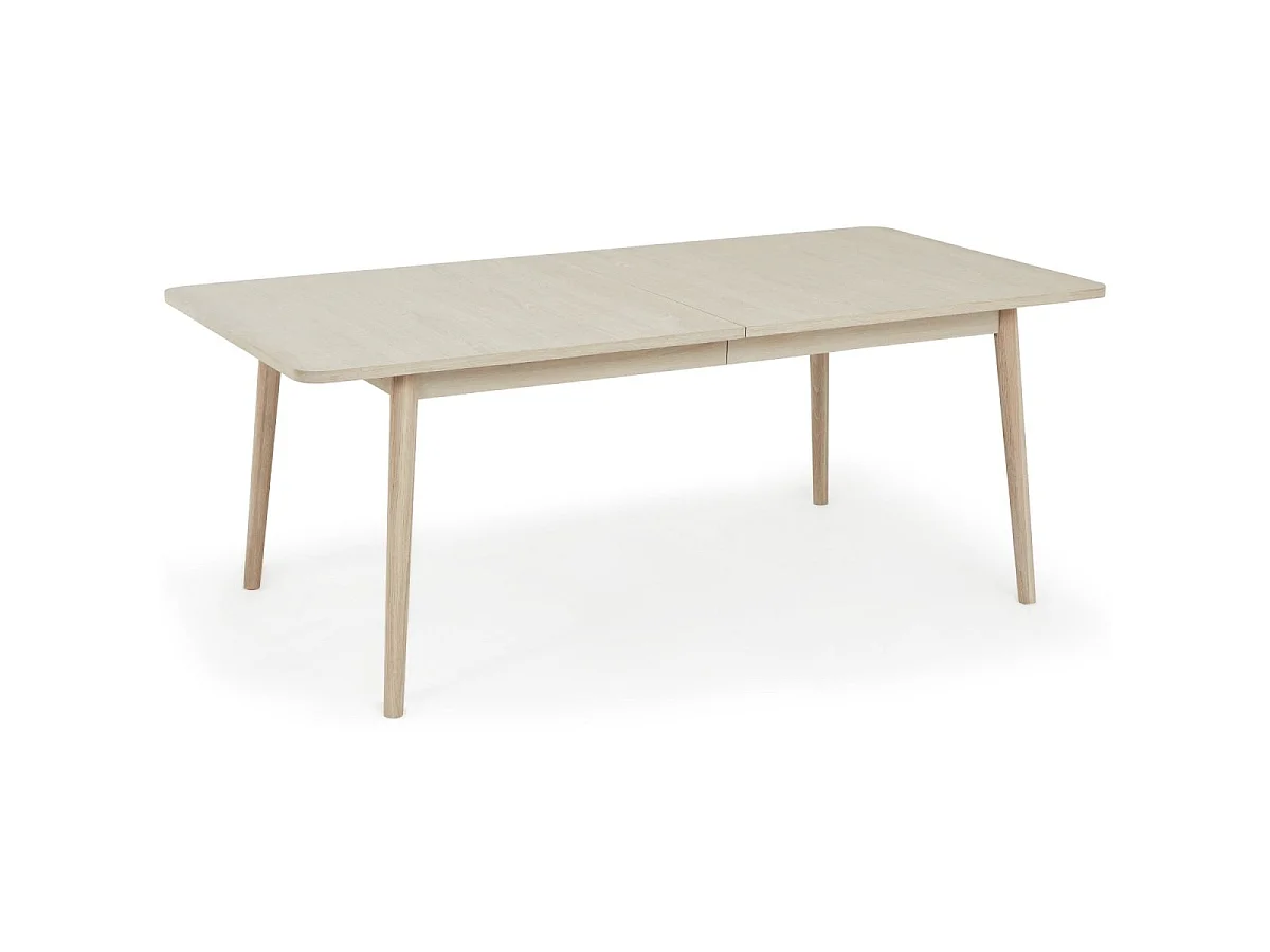 Table à manger extensible Nyborg - Rectangulaire - 6 à 8 couverts - Chêne massif et - huile blanche