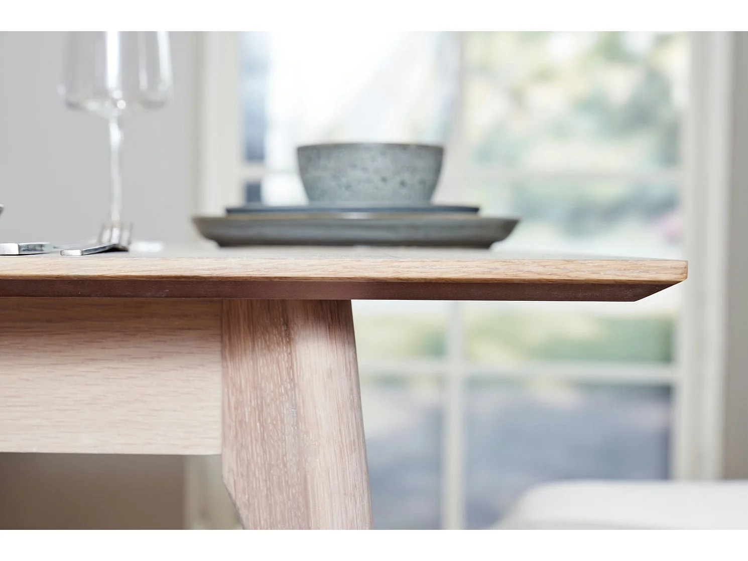 Rechthoekige Uitschuifbare eettafel Porto - 6 personen- MDF & eiken fineer - Witte olie