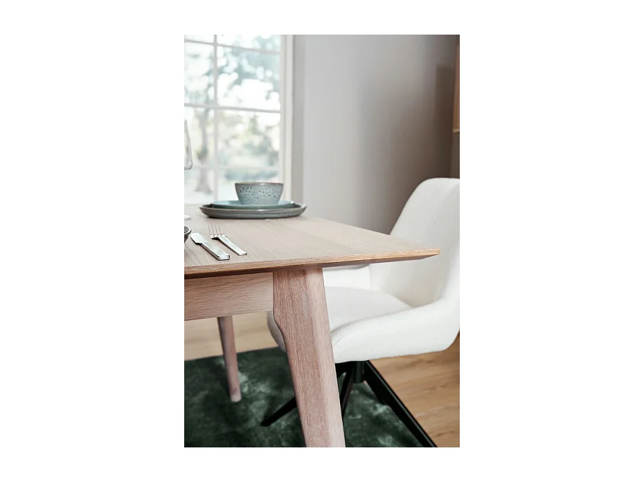 Rechteckiger Esstisch Ausziehbar Porto - 6 Personen - Eichenholz & MDF - Weißöl