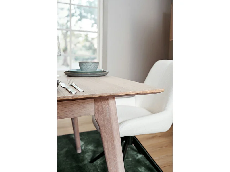 Rechthoekige Uitschuifbare eettafel Porto - 6 personen- MDF & eiken fineer - Witte olie