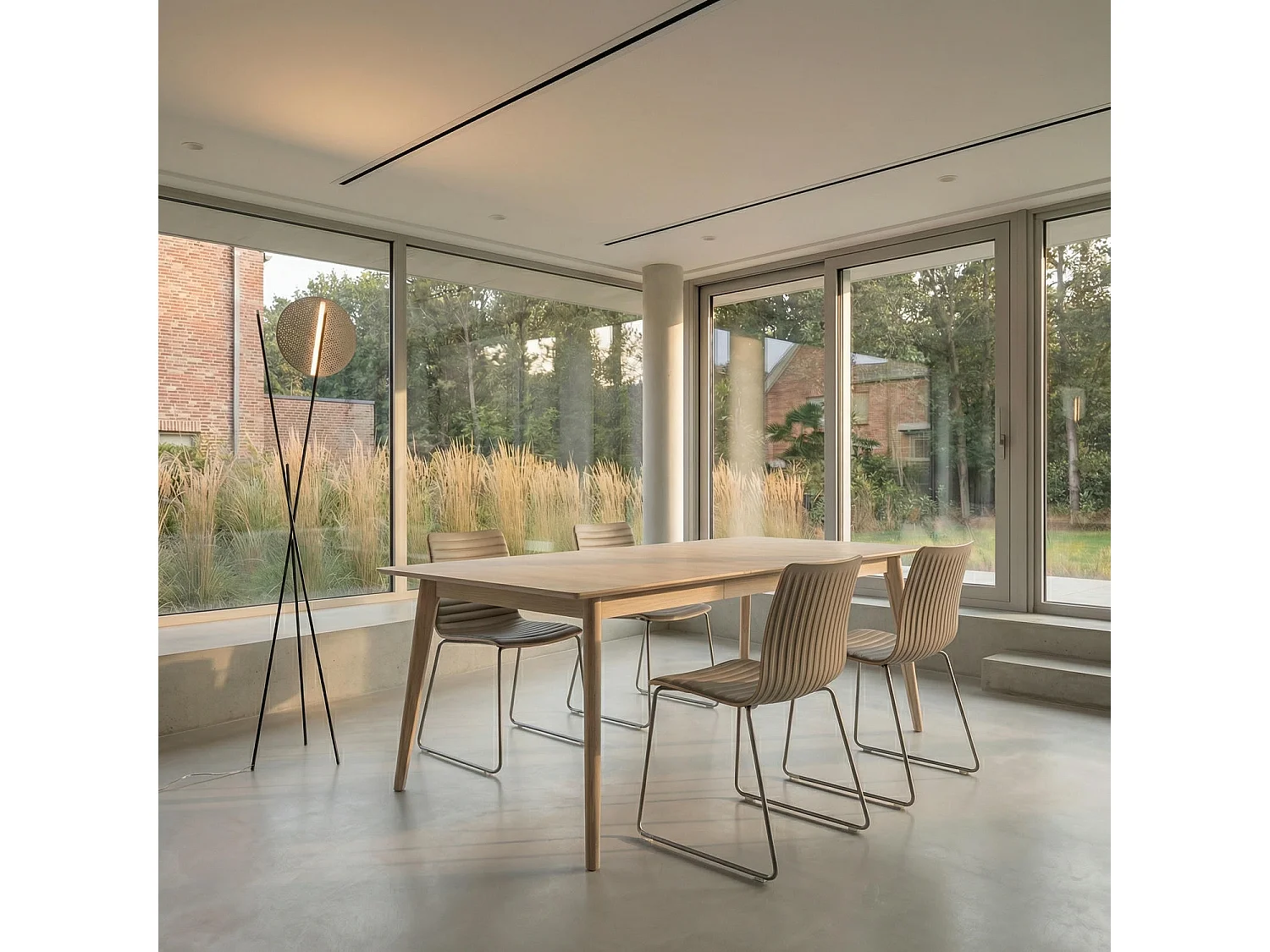 Rechthoekige Uitschuifbare eettafel Porto - 6 personen- MDF & eiken fineer - Witte olie