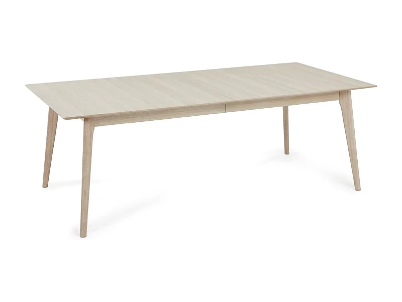 Rechthoekige Uitschuifbare eettafel Porto - 6 personen- MDF & eiken fineer - Witte olie