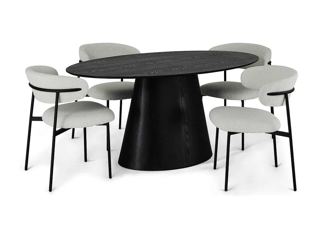 Table à manger Tango - Ovale - 6 couverts - MDF et placage de chêne - Noir