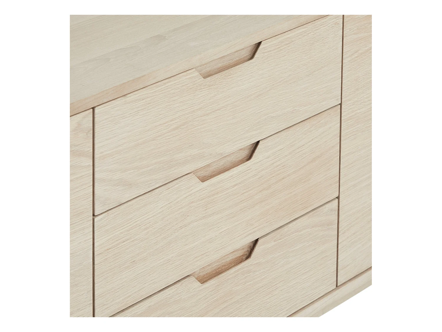 Buffet Nyborg avec 2 portes et 3 tiroirs - Chêne massif et MDF - huile blanche