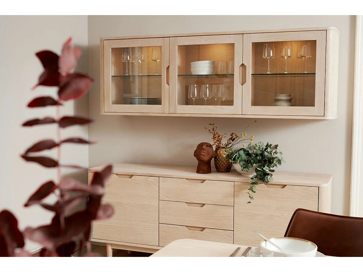 Buffetkast Nyborg - 2 deuren, 3 laden - Massief eikenhout & MDF - Witte olie