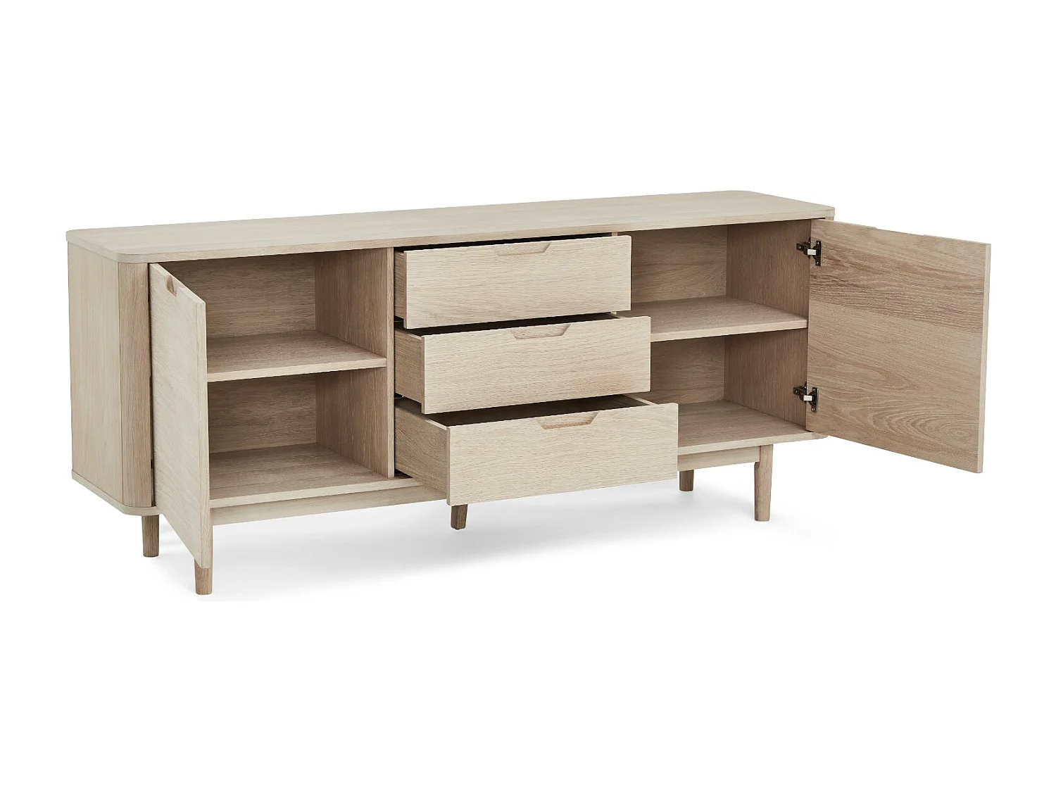 Buffetkast Nyborg - 2 deuren, 3 laden - Massief eikenhout & MDF - Witte olie