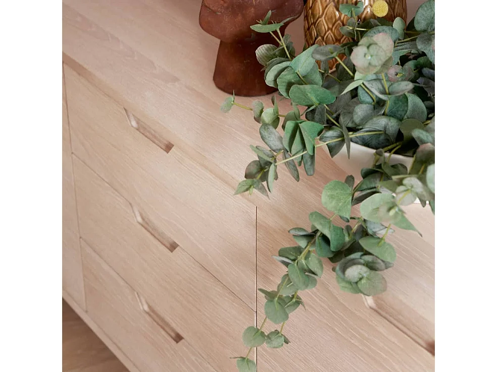 Buffet Nyborg avec 2 portes et 3 tiroirs - Chêne massif et MDF - huile blanche