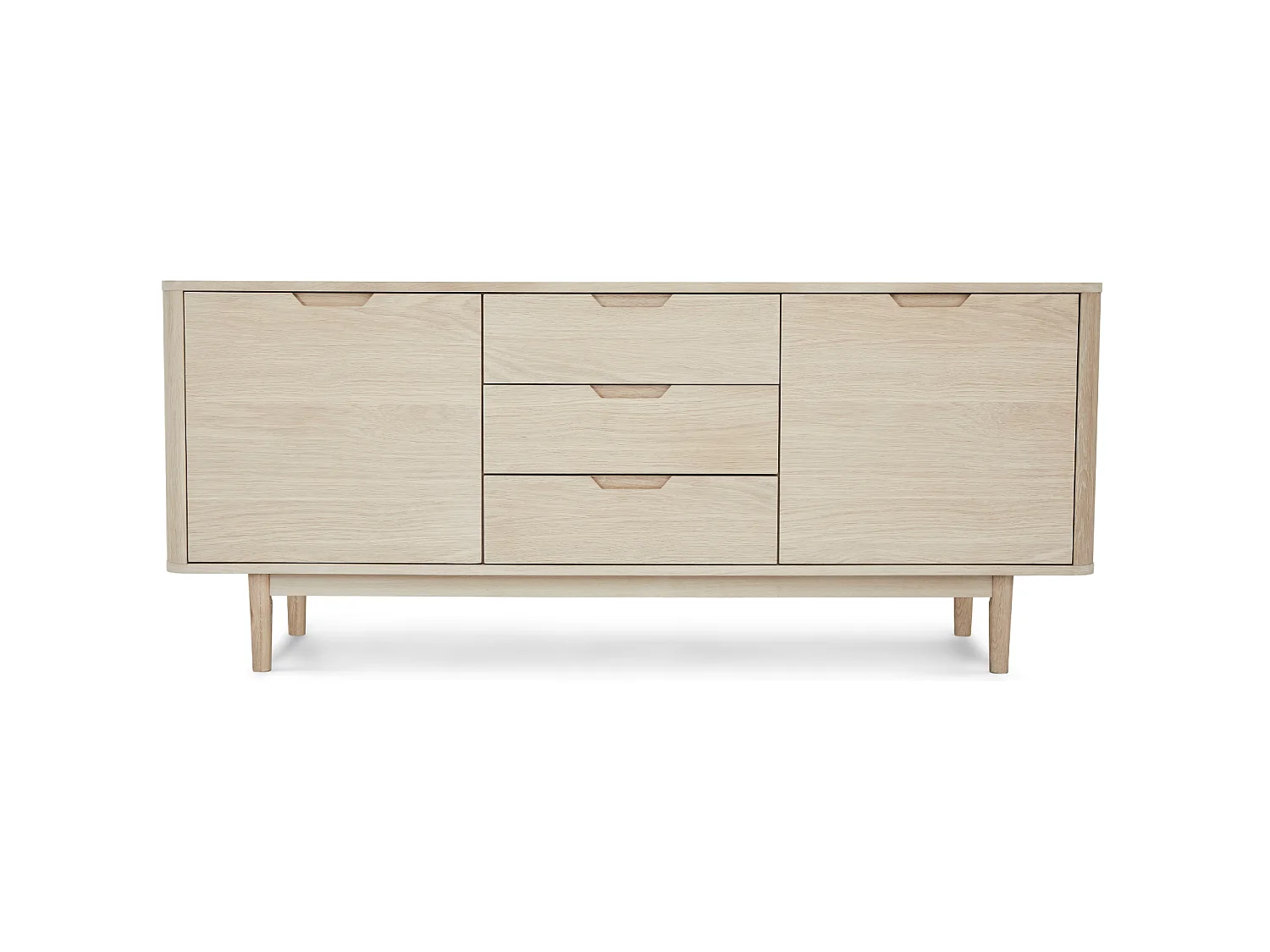 Buffet Nyborg avec 2 portes et 3 tiroirs - Chêne massif et MDF - huile blanche