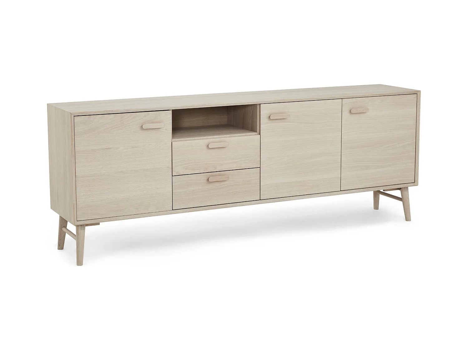 Buffetkast Porto - 3 deuren, 2 laden - Massief eikenhout & MDF - Witte olie