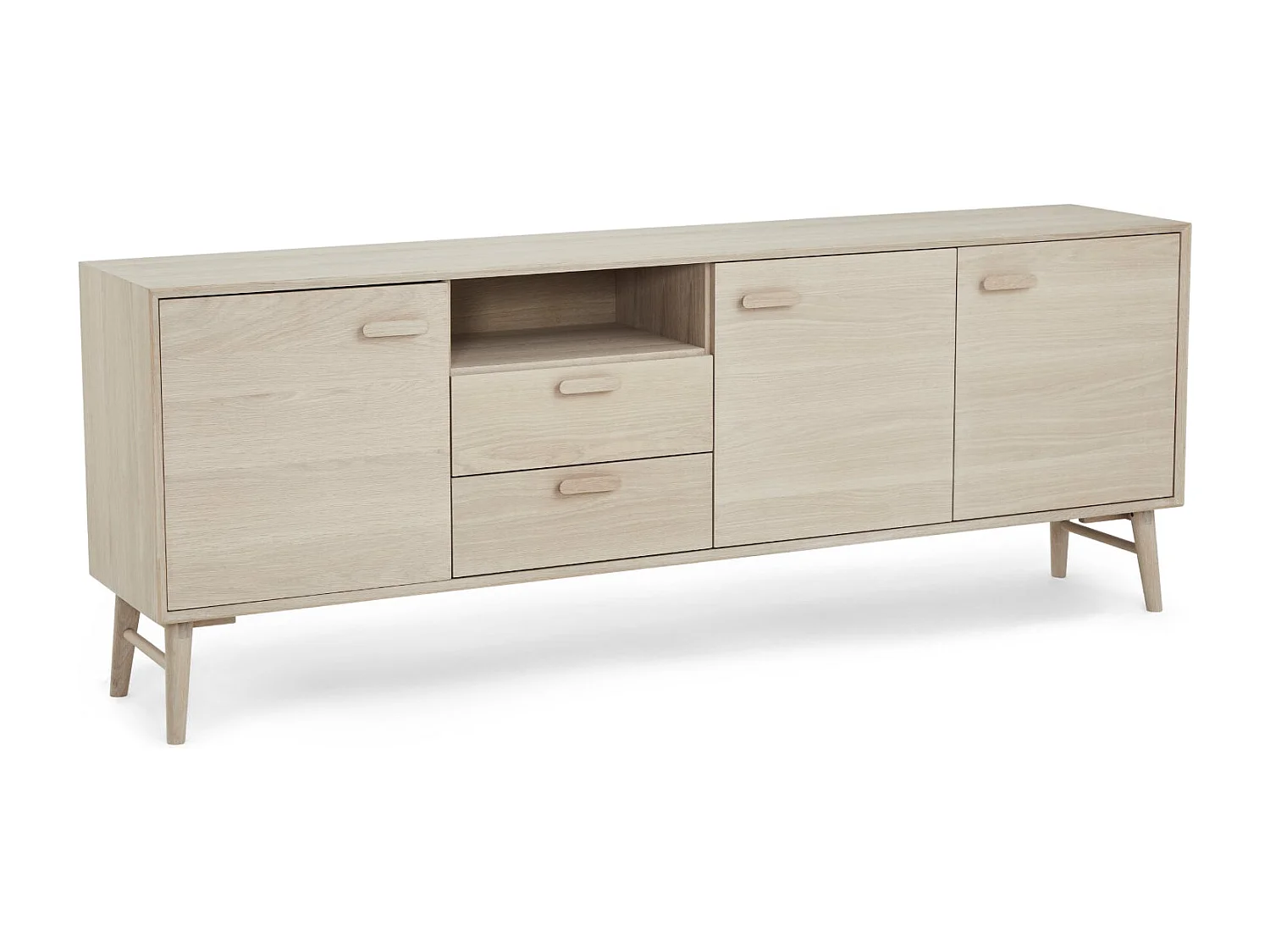 Sideboard Porto - 3 Türen & 2 Schubladen - Eichenholz & MDF - Weißöl