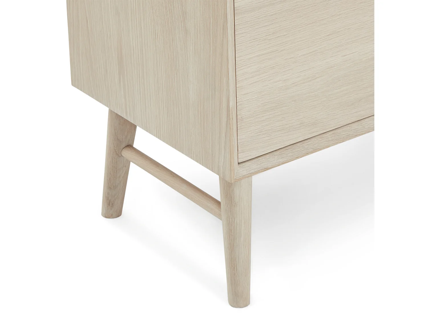 Buffet Porto avec 3 portes et 2 tiroirs - Chêne massif et MDF - huile blanche