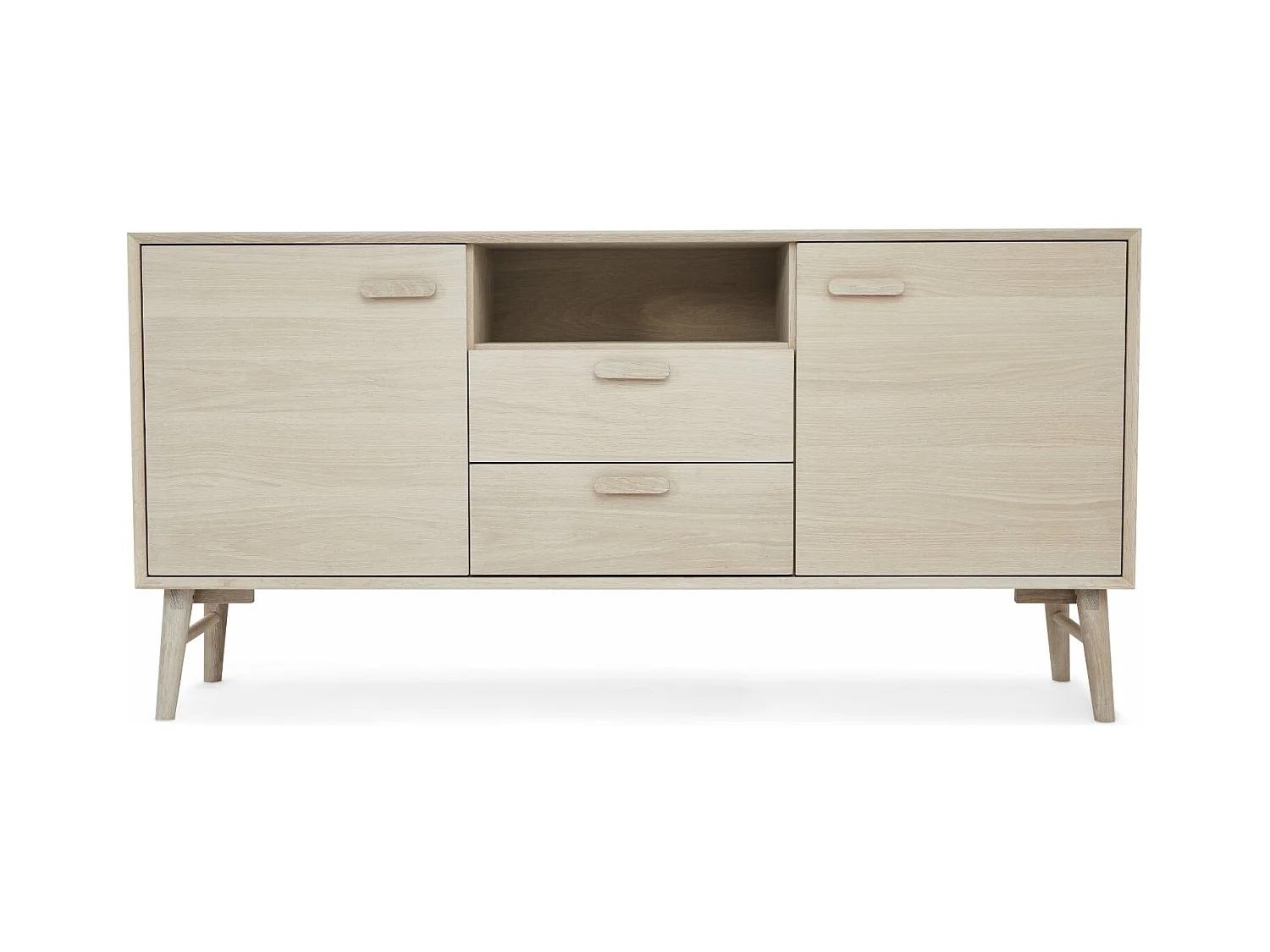 Buffetkast Porto - 2 deuren, 2 laden - Massief eikenhout & MDF - Witte olie