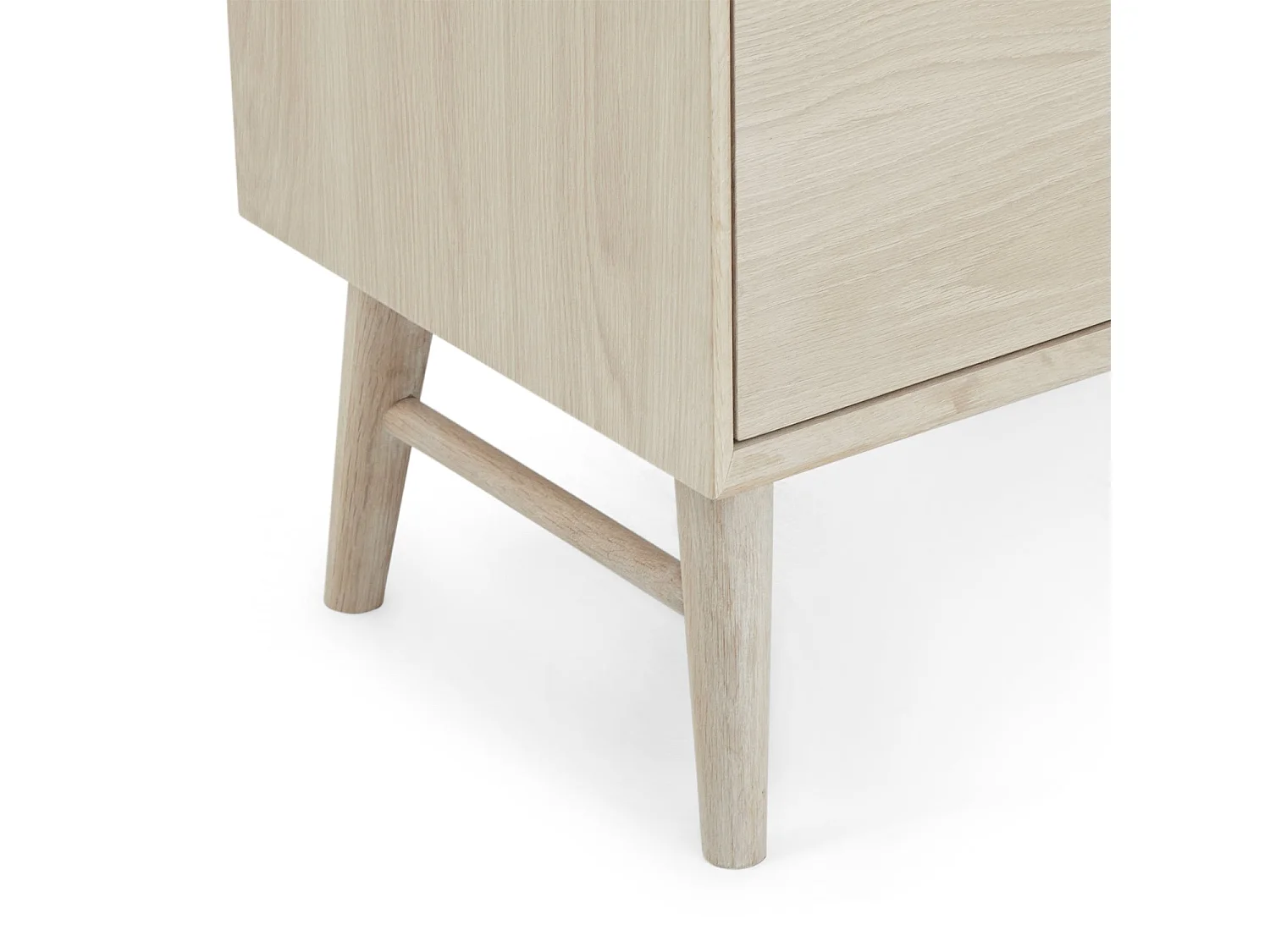 Buffet Porto avec 2 portes et 2 tiroirs - Chêne massif et MDF - huile blanche