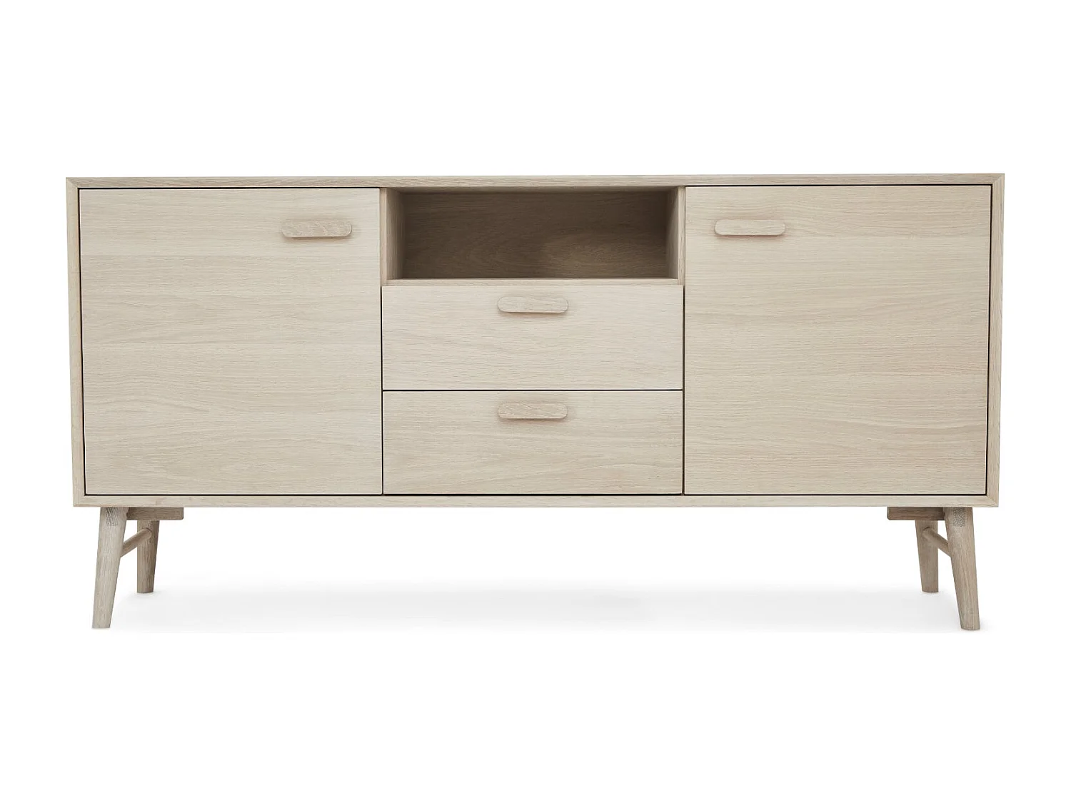 Buffetkast Porto - 2 deuren, 2 laden - Massief eikenhout & MDF - Witte olie