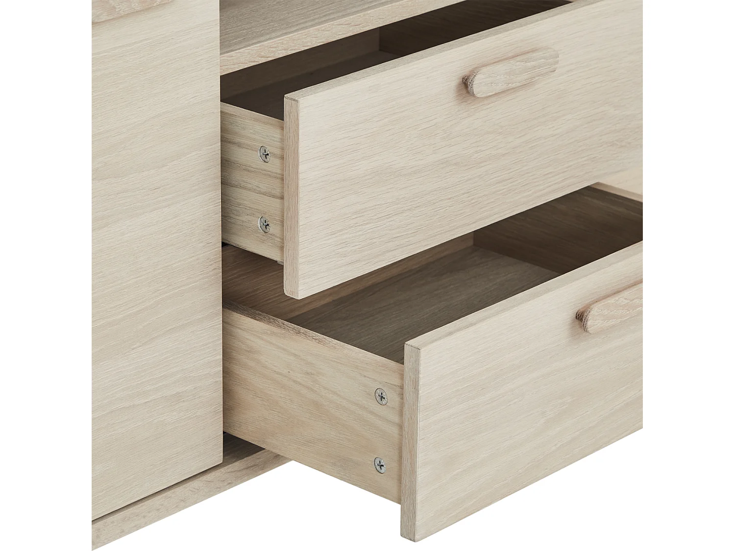 Buffet Porto avec 2 portes et 2 tiroirs - Chêne massif et MDF - huile blanche