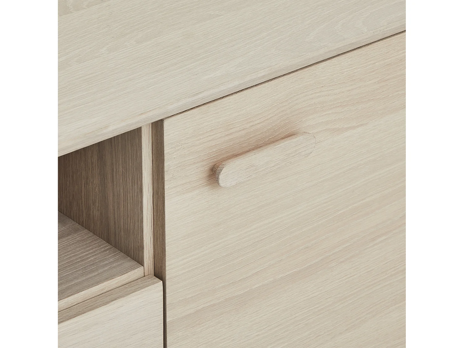 Buffet Porto avec 2 portes et 2 tiroirs - Chêne massif et MDF - huile blanche