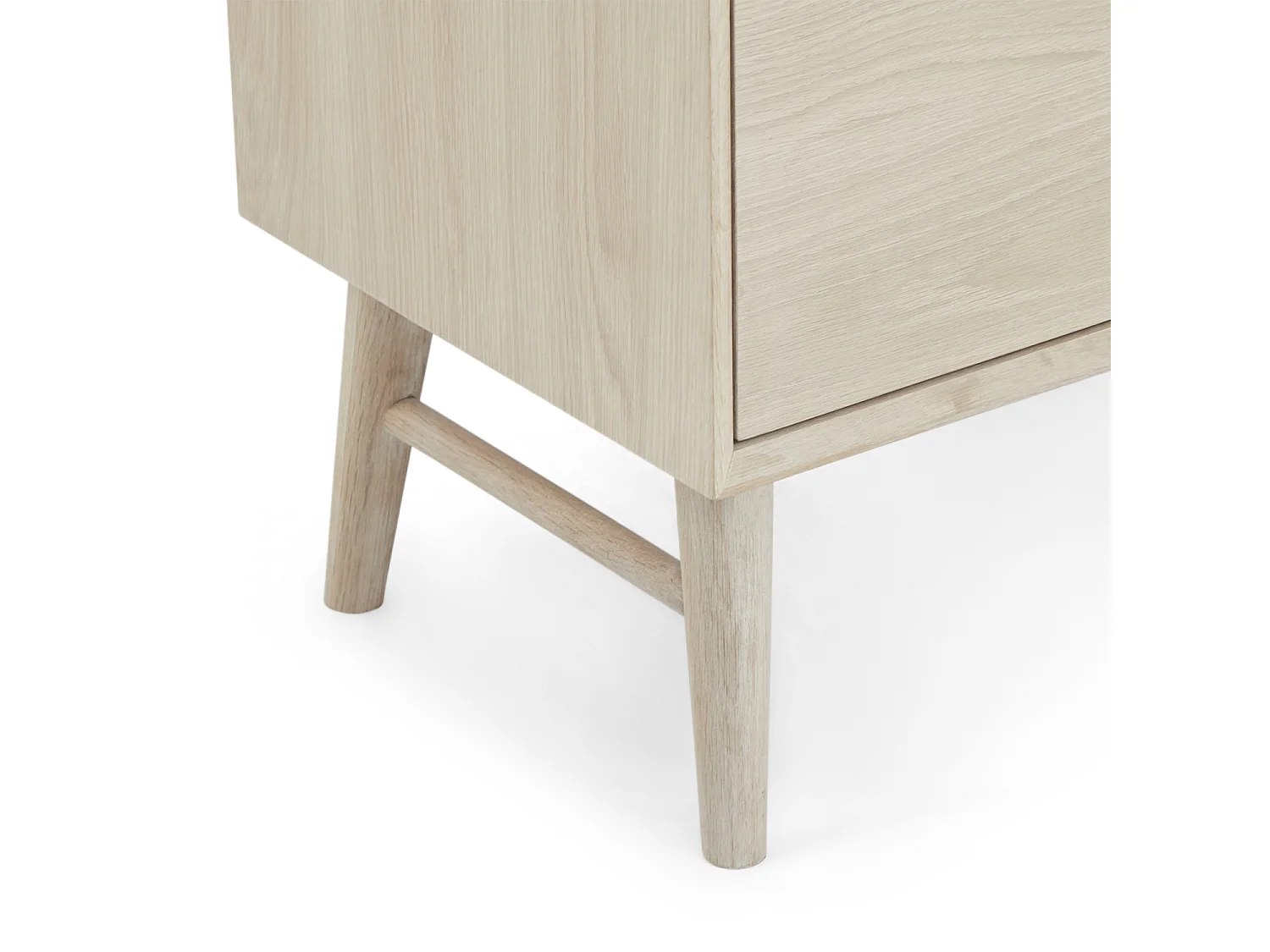 Buffet Porto avec 2 portes et 2 tiroirs - Chêne massif et MDF - huile blanche