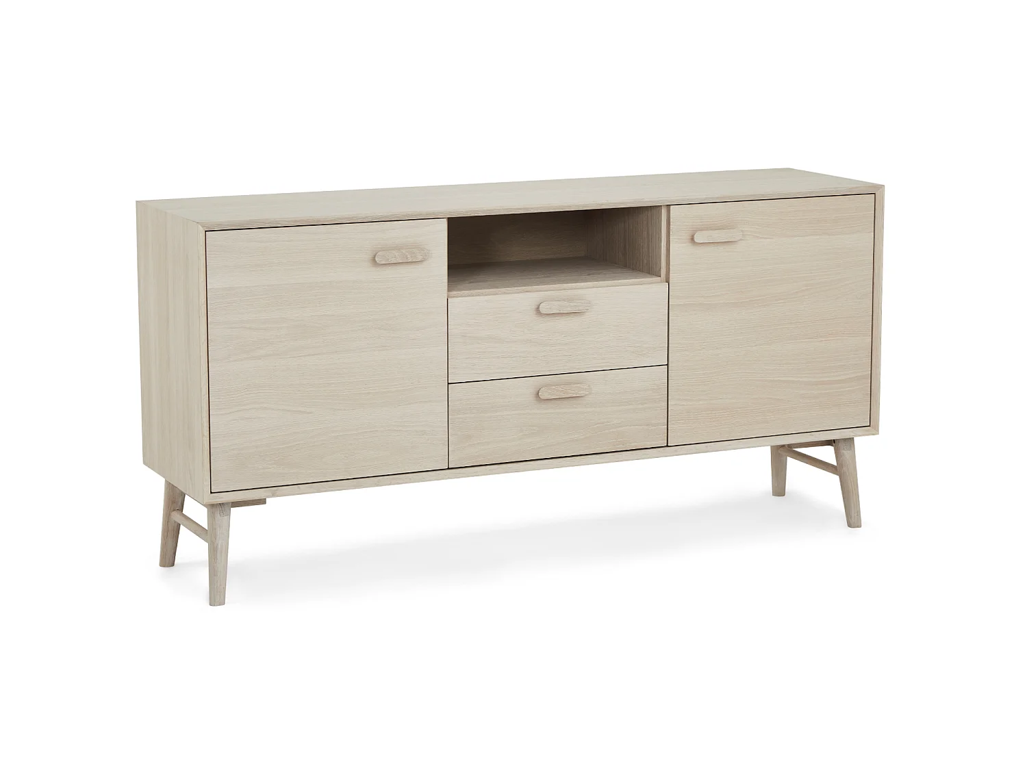 Buffetkast Porto - 2 deuren, 2 laden - Massief eikenhout & MDF - Witte olie