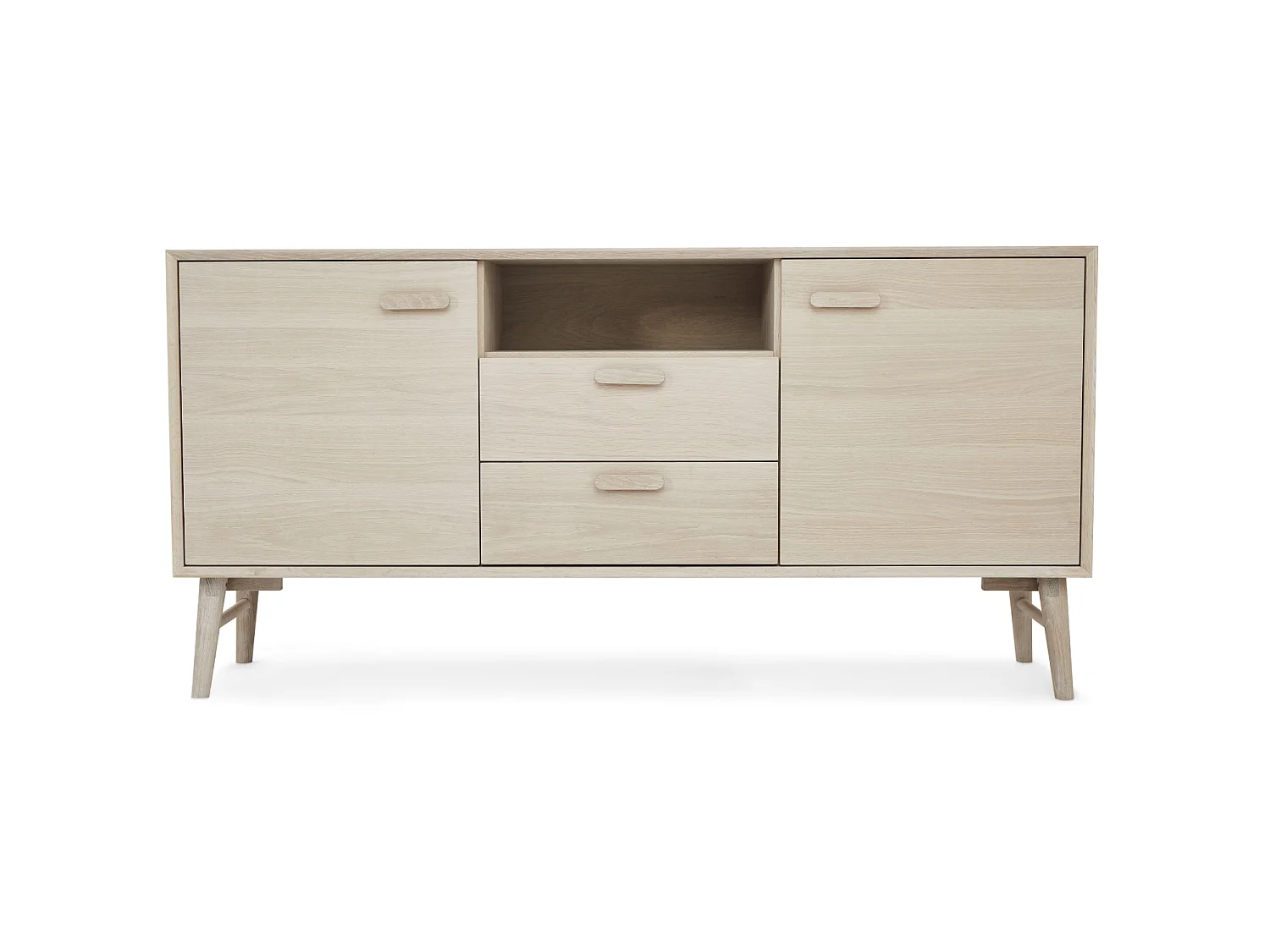 Buffetkast Porto - 2 deuren, 2 laden - Massief eikenhout & MDF - Witte olie