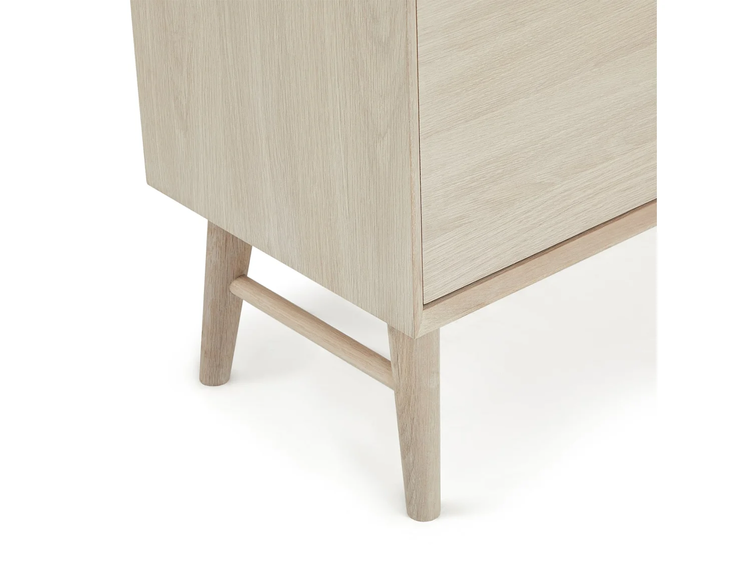 Hoge buffetkast Porto - 2 deuren, 2 laden - Massief eikenhout & MDF - Witte olie