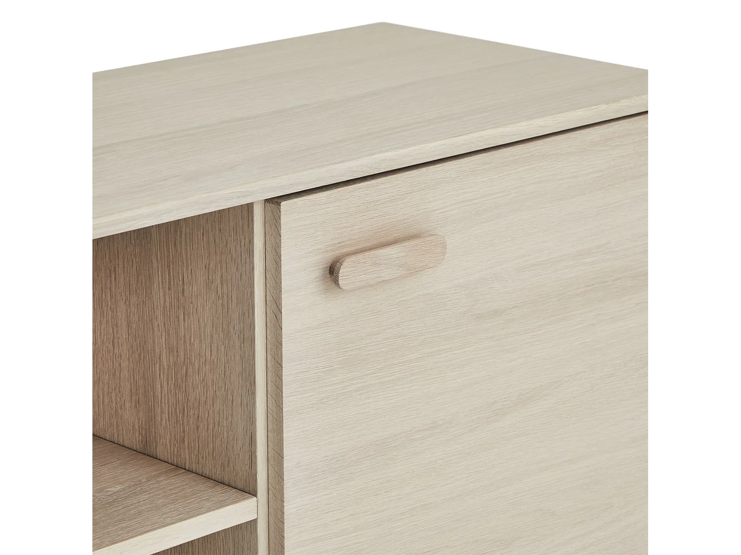 Hoge buffetkast Porto - 2 deuren, 2 laden - Massief eikenhout & MDF - Witte olie