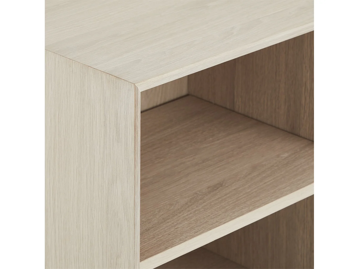 Hoge buffetkast Porto - 2 deuren, 2 laden - Massief eikenhout & MDF - Witte olie