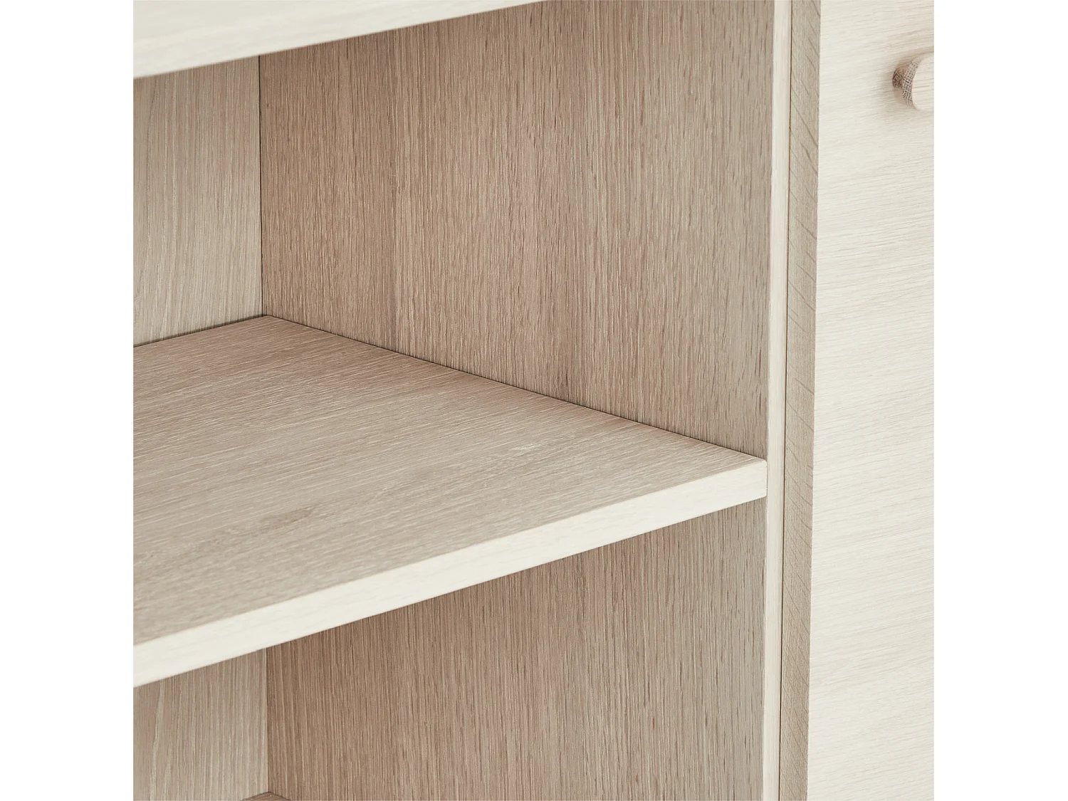 Hoge buffetkast Porto - 2 deuren, 2 laden - Massief eikenhout & MDF - Witte olie