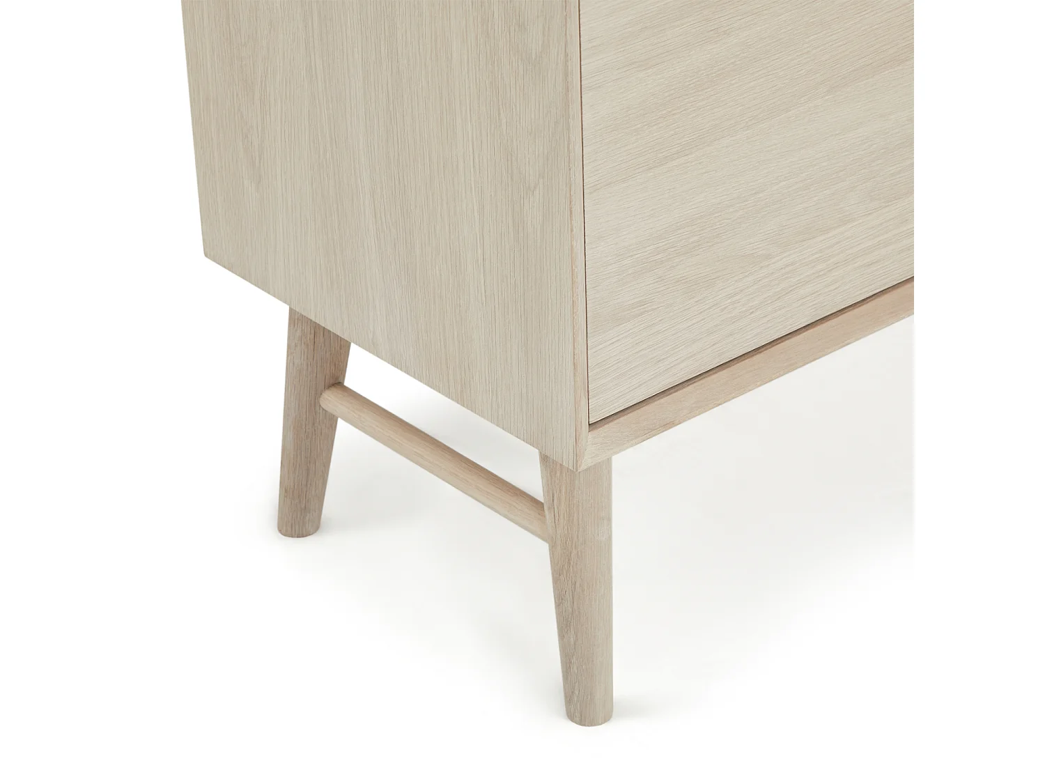 Hoge buffetkast Porto - 2 deuren, 2 laden - Massief eikenhout & MDF - Witte olie