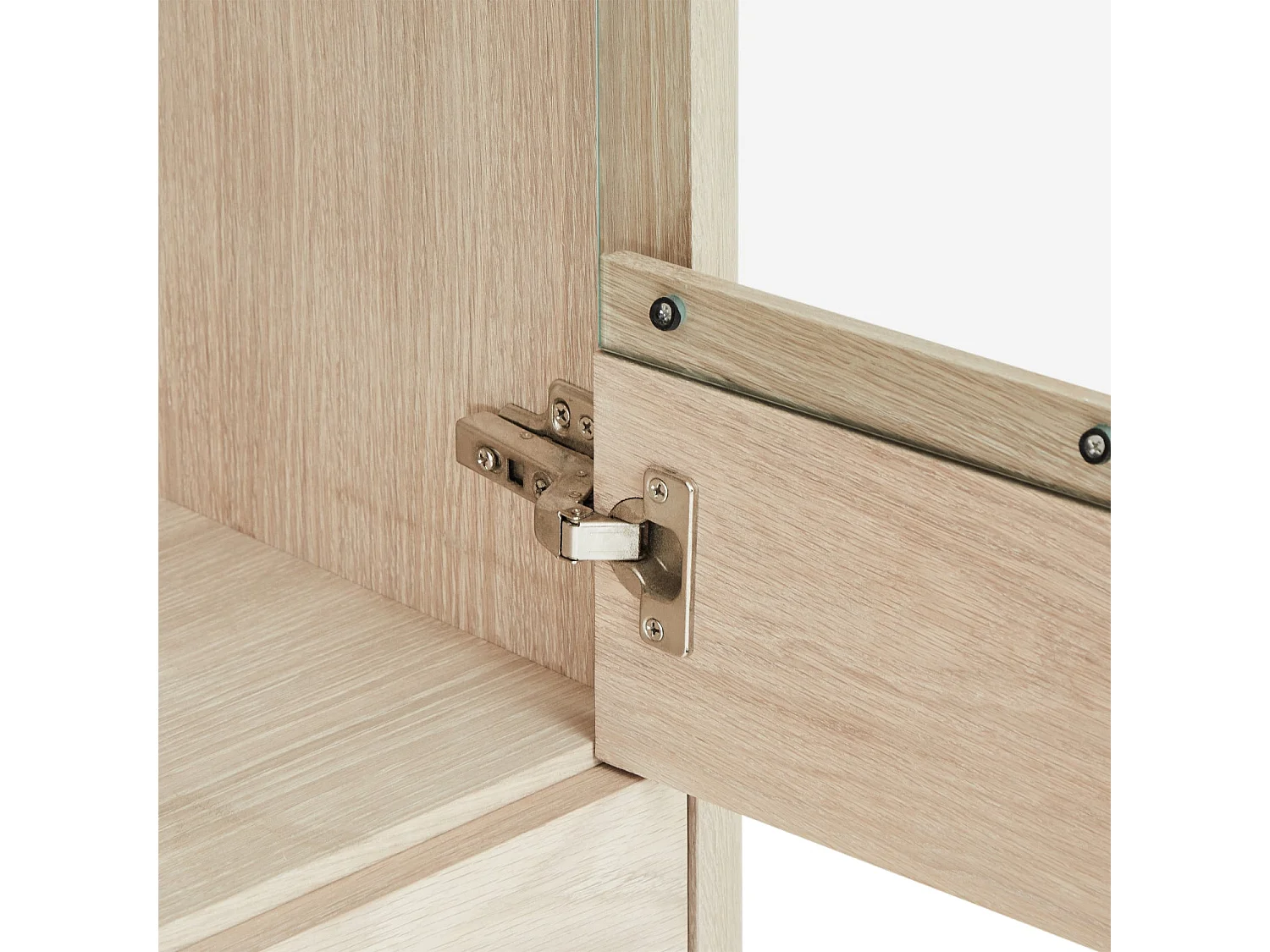 Buffet haut Nyborg avec 4 portes et - Chêne massif et MDF - huile blanche